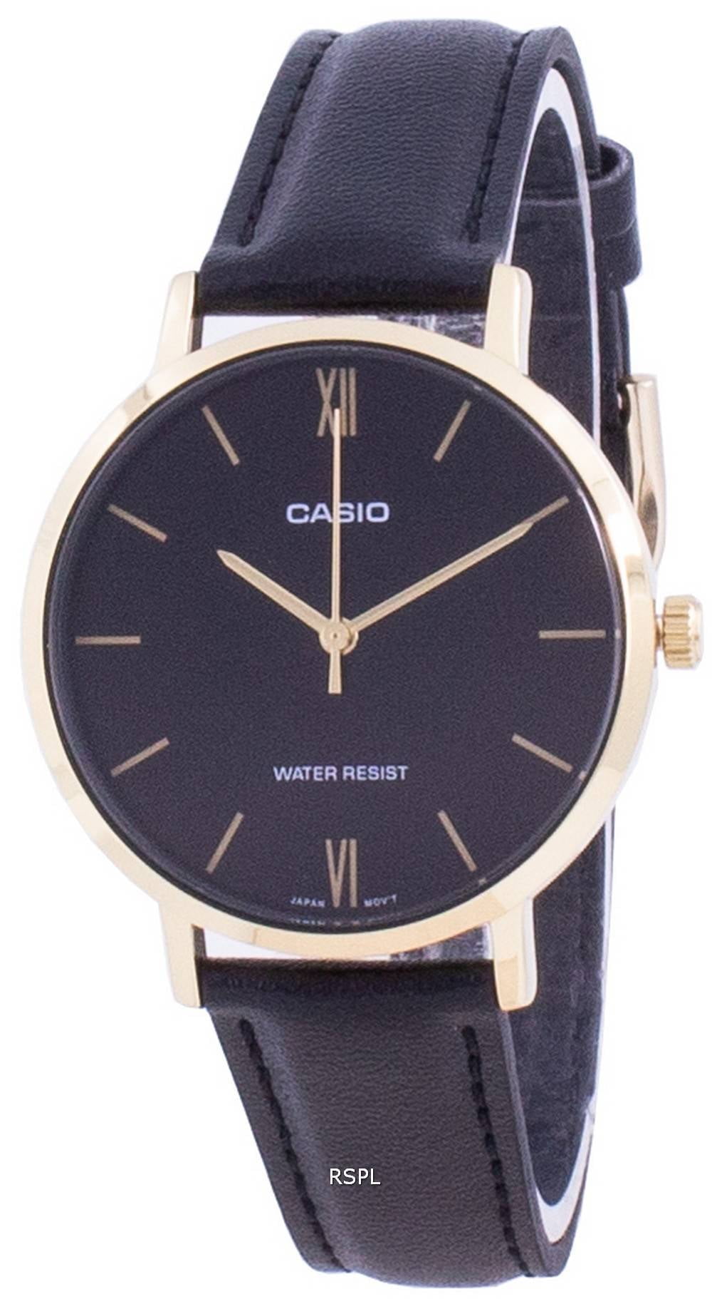 Casio Enticer 20 mm Stainless Steel and Leather Women's Quartz Wristwatch, Multicolor, LTP-VT01GL-1B