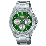 Casio Mens Green Dial Stainless Steel Multifunction Watch - MTP-1375D-3AVDF