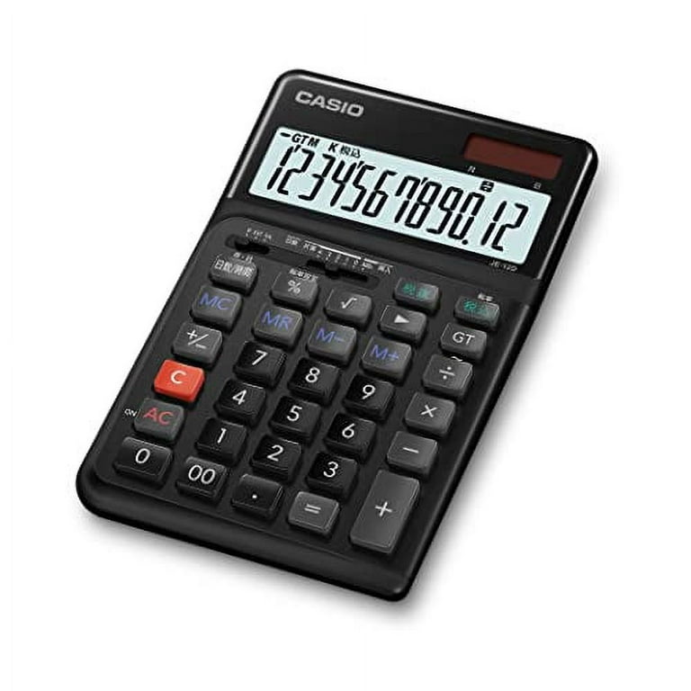 Casio Ergonomic Calculator 12 Digit Days Time Calculator Just Type Black JE 12D BK N Ecomark Certified Walmart