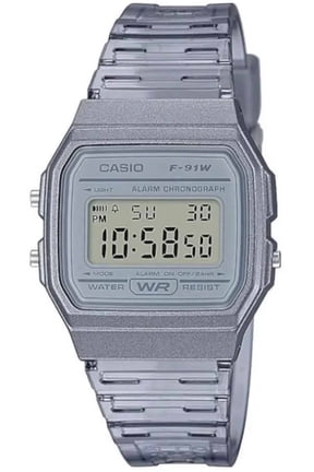 F-91WS-8 Youth Quartz Unisex Digital Watch, Clear Gray