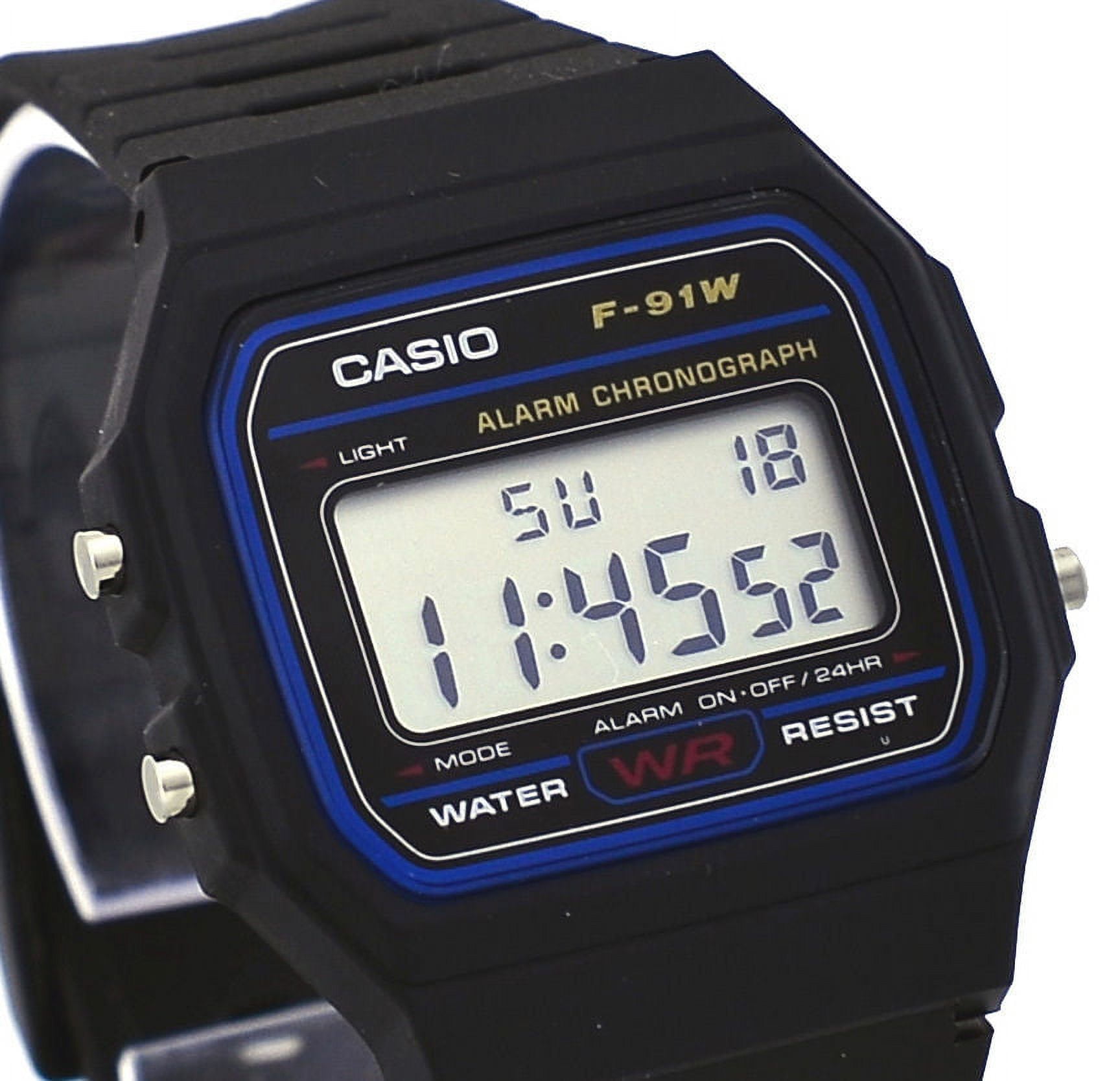Casio F91W-1 Men's Classic Black Resin Band Alarm Chroograph LCD Digital  Watch