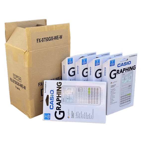 Casio FX-9750GIII-WE White Graphing Calculator 5 Pack