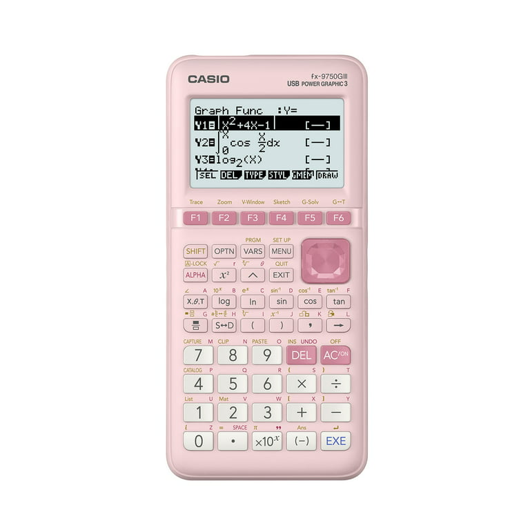 Casio FX-9750Glll-PK Graphing Calculator, Natural Textbook Display, Pink 