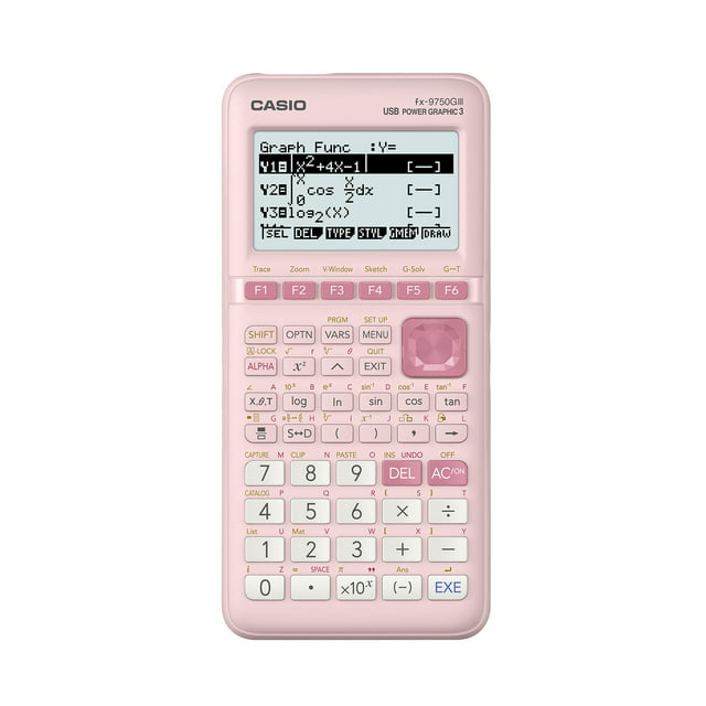 Casio FX-9750Glll-PK Graphing Calculator, Natural Textbook Display, Pink