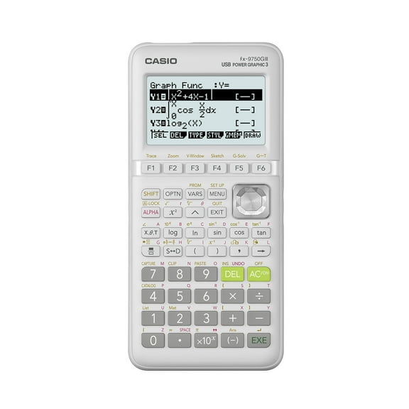 Casio FX-9750Glll-WE Graphing Calculator, Natural Textbook Display, White