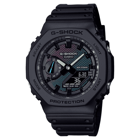 Casio G-Shock Analog Digital Black Watch with Rainbow Color Dial (Model: GA2100RW-1A)