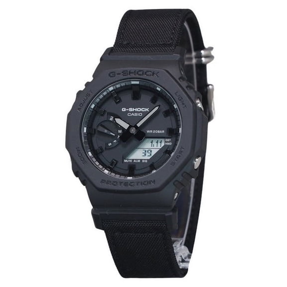 Casio G-Shock Analog Digital Eco Cloth Strap 22 mm Men's Wristwatch, Black, GA-2100BCE-1A