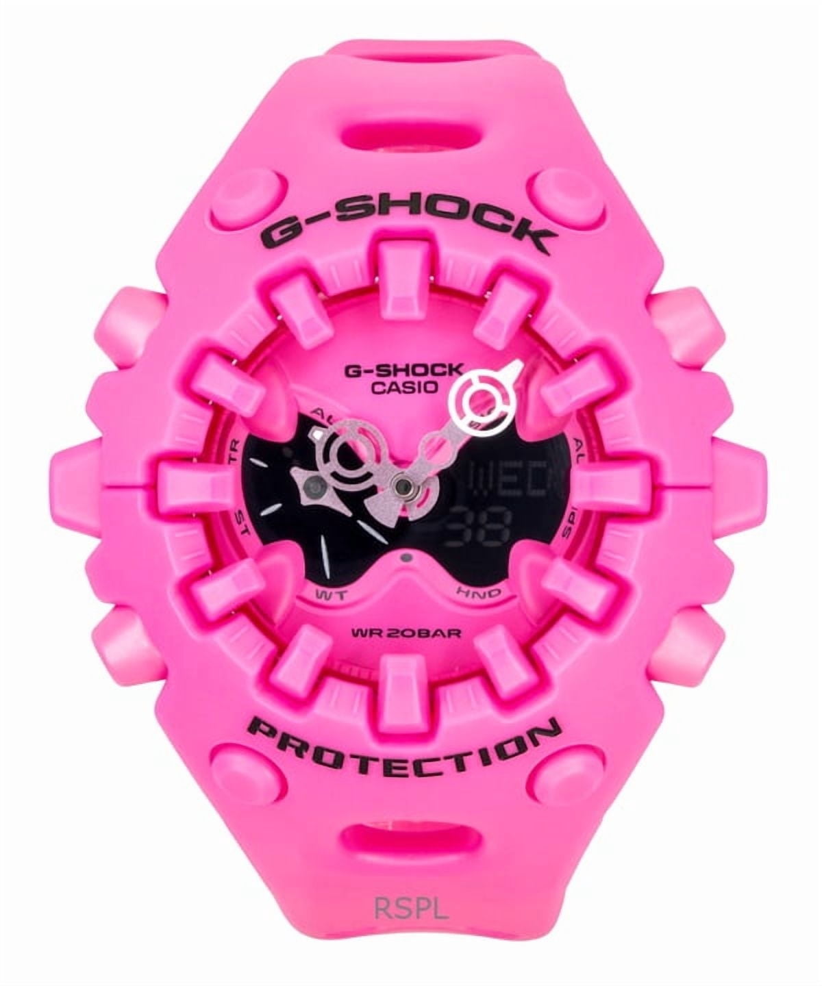 Casio G-Shock Analog Digital Pink Resin Strap Pink Dial Quartz GA-V01-4A 200M Men's Watch