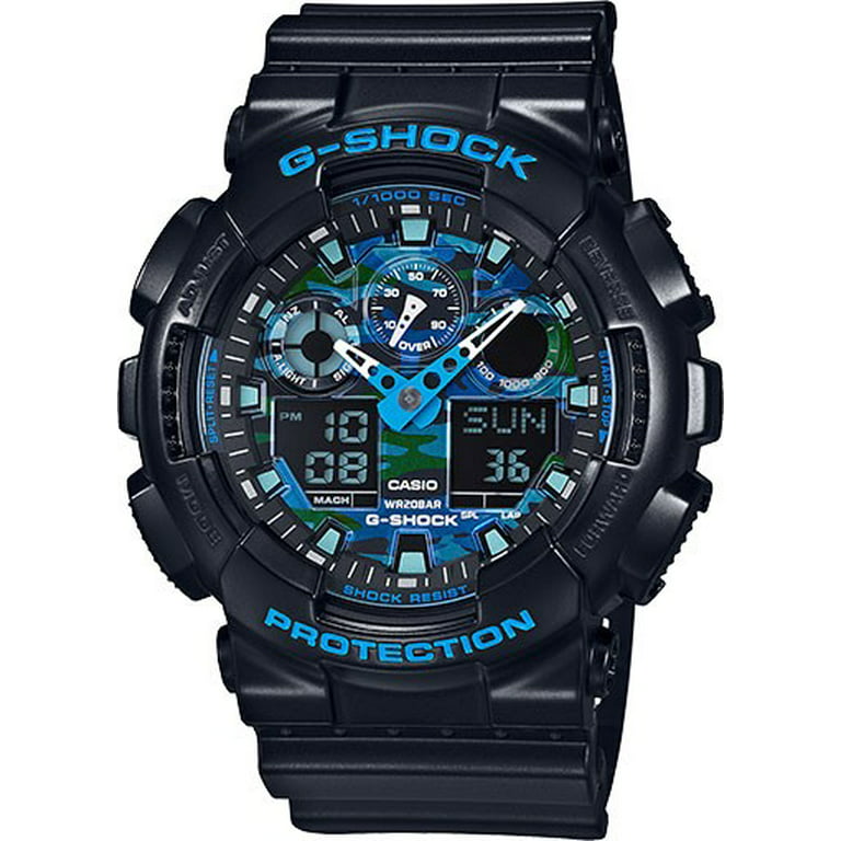 er nok sten forurening Casio G-Shock Black and Blue Ana-Digi Sports Watch GA100CB-1A - Walmart.com