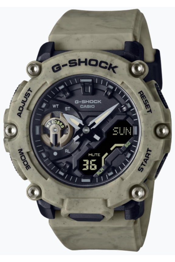 Casio G-Shock Carbon Core Guard Khaki Digital Analog Watch GA2200SL-5A