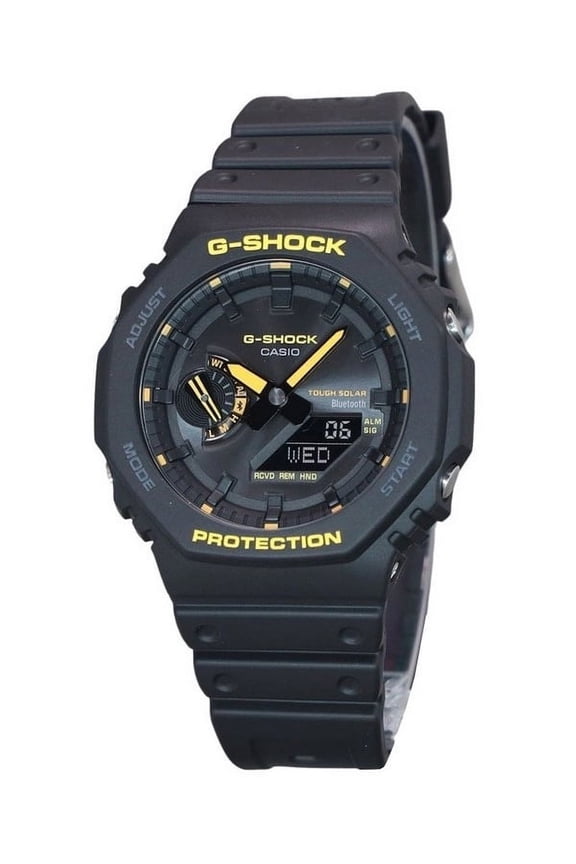 G-Shock Caution Yellow Mobile Link Analog Digital Resin Strap Black Dial Solar GA-B2100CY-1A 200M Men's Watch