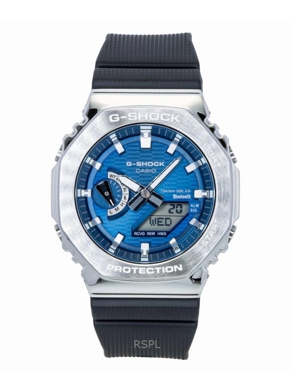 G-Shock G-Steel Bio-Based Resin Strap Smartphone Link Analog Digital Blue Dial Solar GBM-2100A-2B 200M Men's Watch
