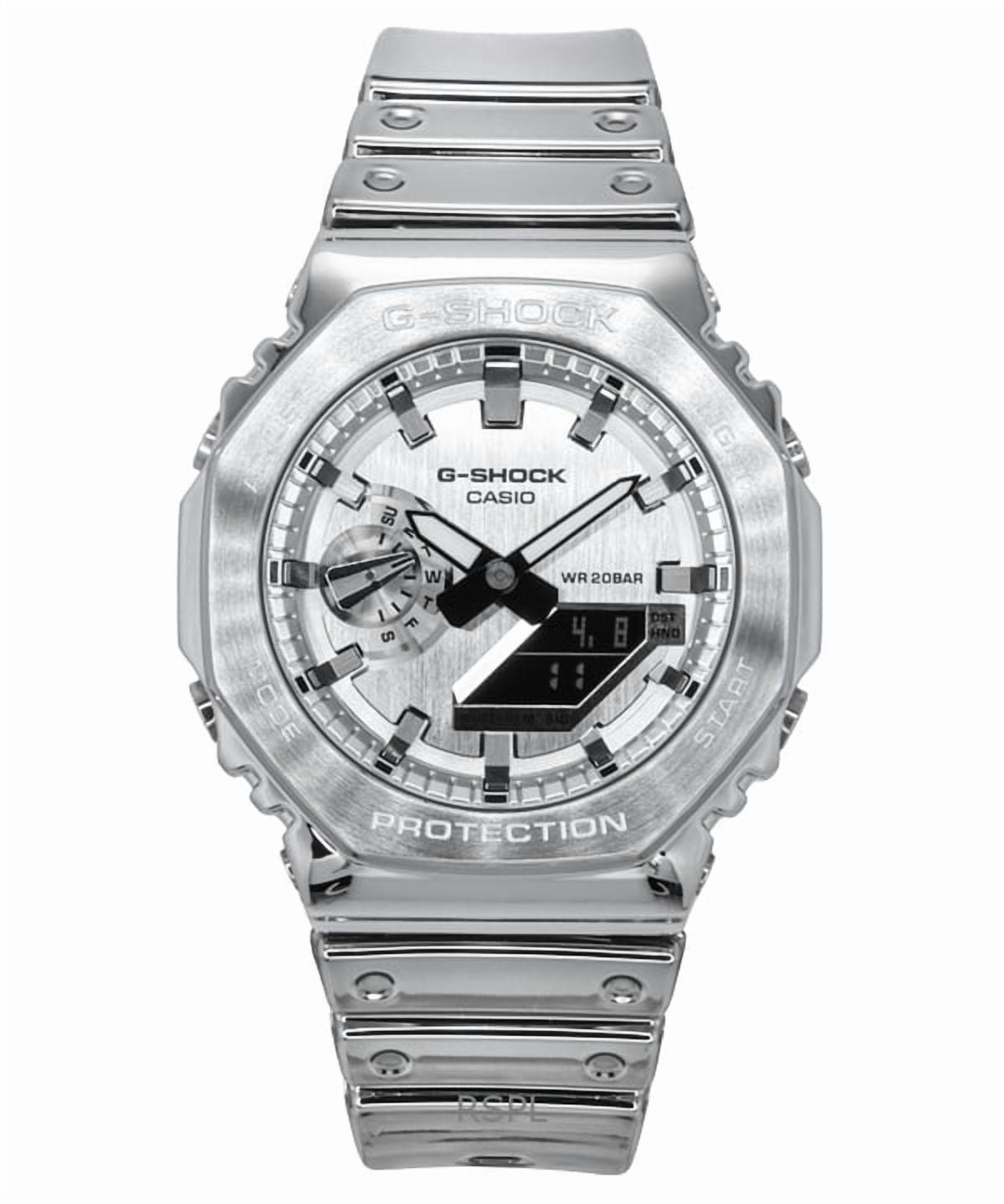 Casio G-Shock G-Steel Fine Metallic Tough Silicone Strap Grey Dial Quartz GM-2100YM-8A 200M Men's Watch