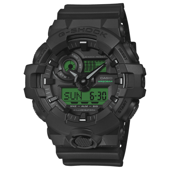 Casio G-Shock GA700BEG-1A Unisex Black Resin Digital Analog GA-700 Series Watch