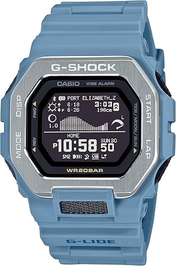 Casio G-Shock GBX-100-2ADR Men’s Digital Tide Graph Watch – Blue Resin Band, Bluetooth, 200M Water Resistant
