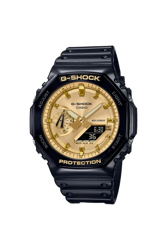 New Casio G-Shock GA-2100GB-1A Carbon Core Guard Glossy Black / Gold Watch