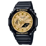 Casio G-Shock Mens Black Resin Gold Dial Chronograph Quartz Watch - GA2100GB-1A