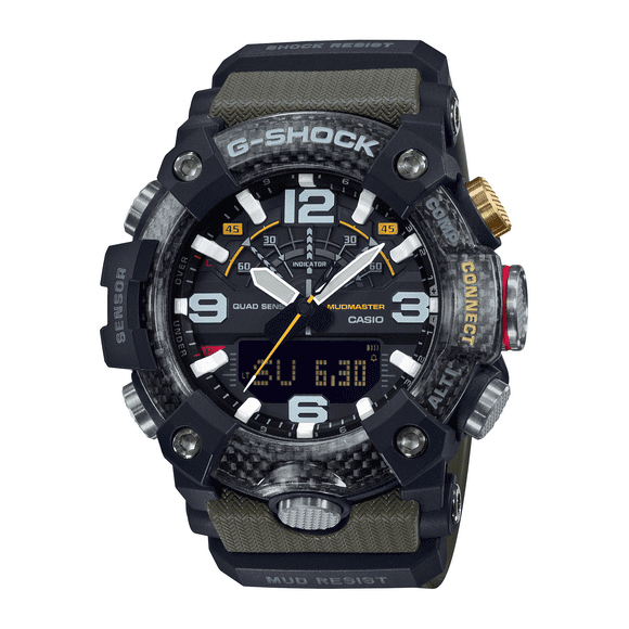 Men's Carbon Mudmaster Shock Resistant 200 Meter Water Resistant Bluetooth Watch, ( Model GG-B100-1A3CR)