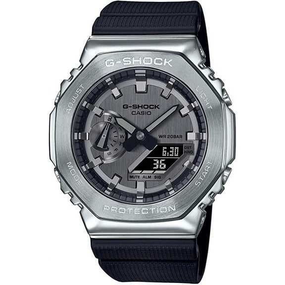 Casio G-Shock Metal Covered Octagonal Black Resin Band Watch GM2100-1A