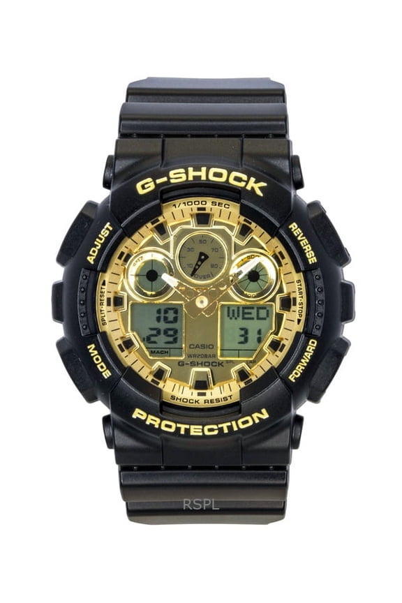 G-Shock Resin Strap Analog Digital Gold Dial Quartz GA-100GGB-1A9 200M Men's Watch