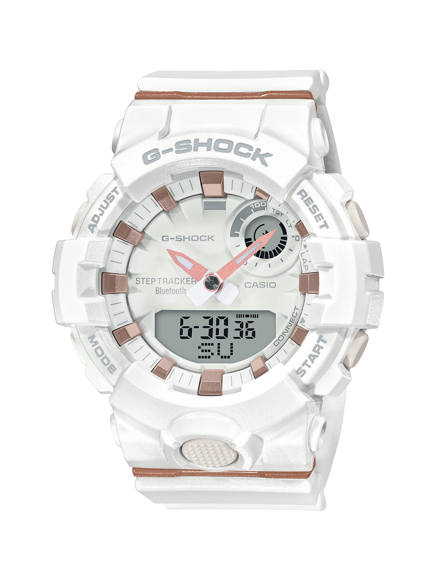 Casio G-Shock Women's Fitness Tracker Bluetooth Shock Resistant 200 Meter  Water Resistant Watch, ( Model GMA-B800-7ACR) 