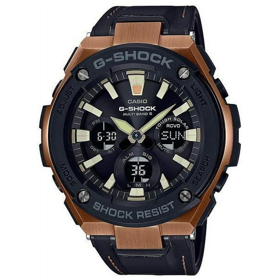 Casio G-Steel Black Tough Leather Strap Watch GST-W120L-1A