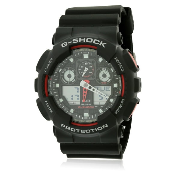 Casio GA100-1A4  Male Black Plastic 51MM Quartz Analog Chronograph Alarm Watch