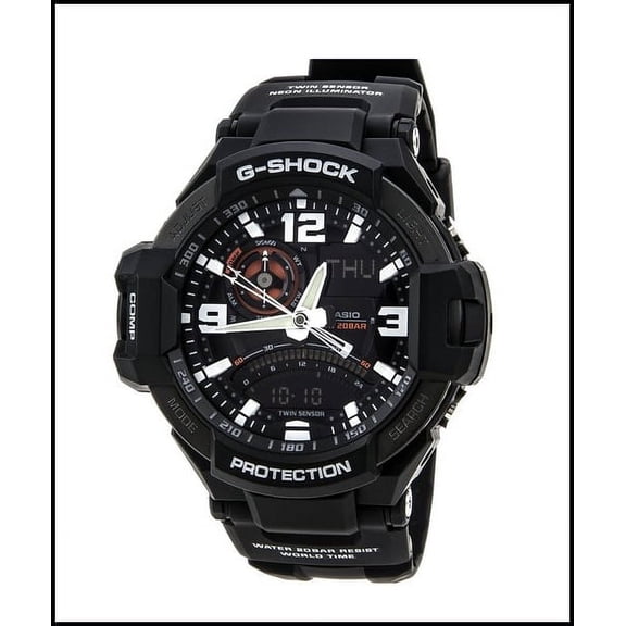 Casio Gravity Master Men's Quartz Black Resin Watch GA1000-1A