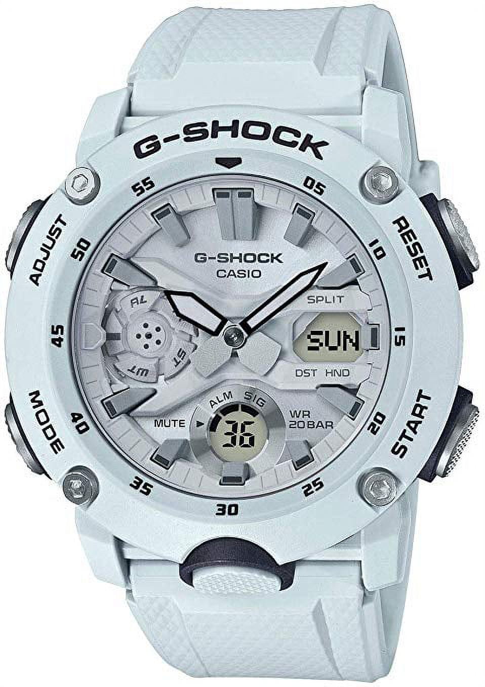 Casio GA2000S-7A Men's Carbon Core Guard Analog Digital Alarm Chronograph White Watch