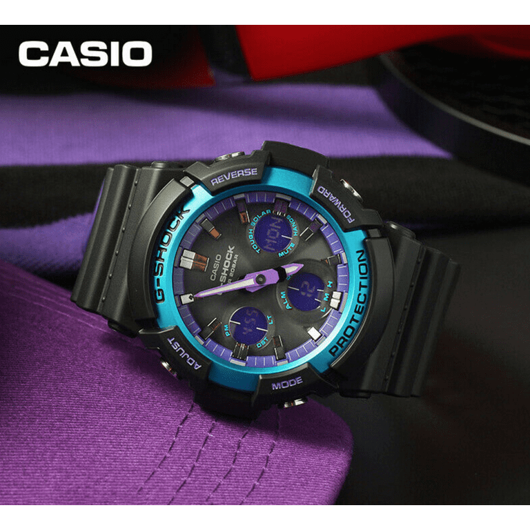 Casio GAS 100BL 1A G Shock Basic Black Neon Like Purple Highlights