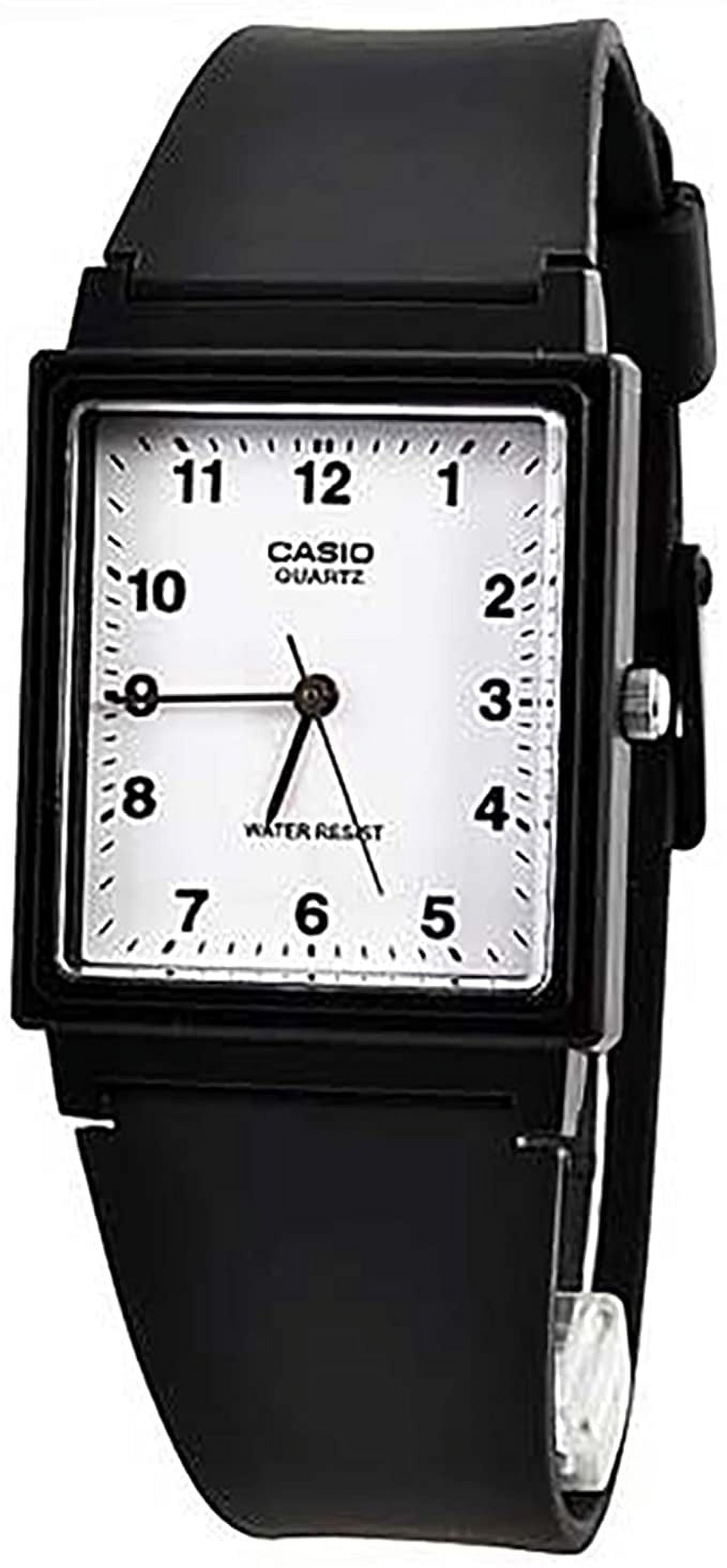 Casio General Men's Black Resin Band with White Dial Analog Watch MQ-27 ...