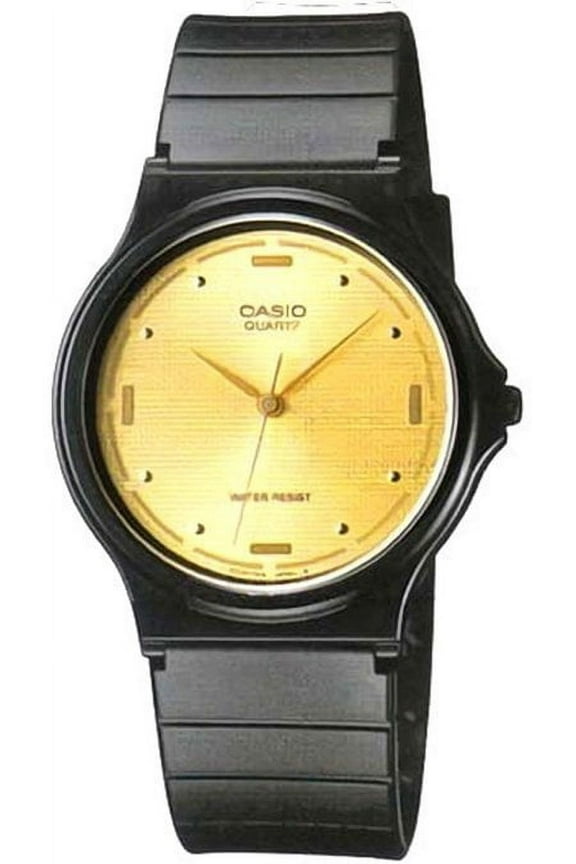 General Men's Watch Analog Black Ruber Gold Face Watch MQ-76-9AL