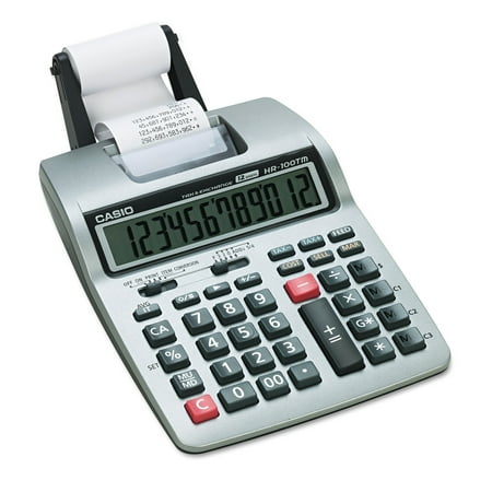 Casio HR-100TM Two-Color Portable Printing Calculator, Black/Red Print, 2 Lines/Sec