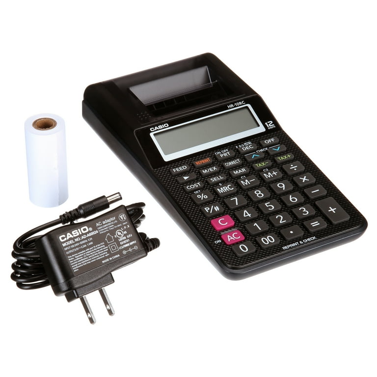 Casio HR 10RC Handheld Portable 12 Digit Printing Calculator Black