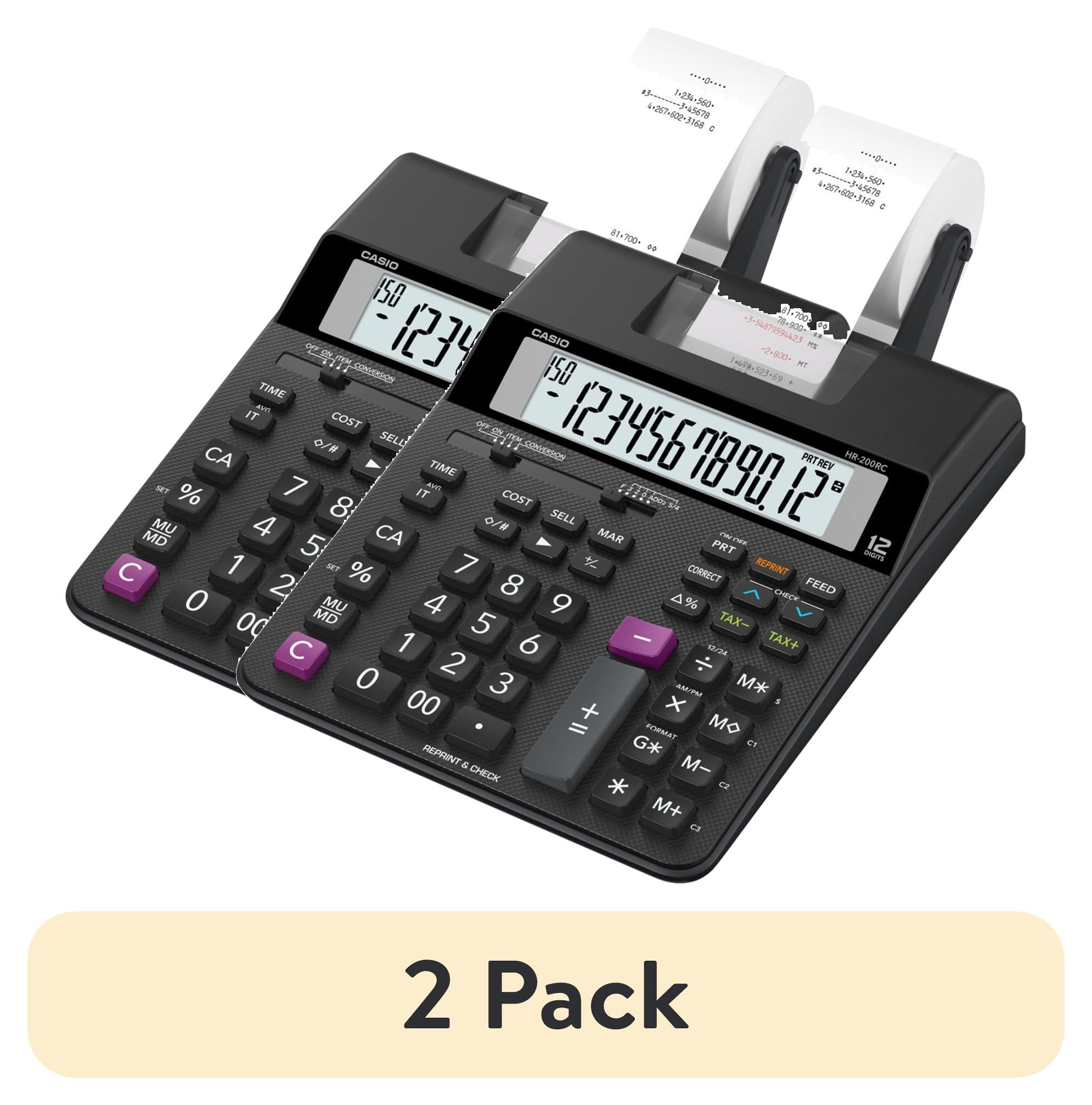 Casio HR 200RC Desktop 2 Color Printing Calculator with Clock Calendar Feature Paper Tape Black Walmart