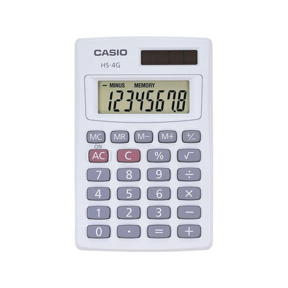 Casio 8 Digit Super Solar Handheld Calculator HS-4G