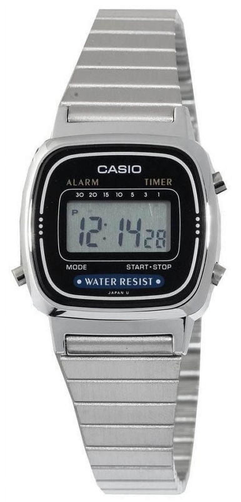 Casio LA670WA 1 Women s Adjustable Silver Metal Band Alarm Chronograph Digital Watch
