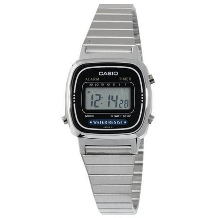 Casio LA670WA-1 Women's Adjustable Silver Metal Band Alarm Chronograph Digital Watch