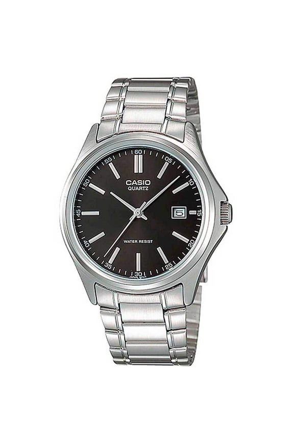 LTP-1183A-1A Women's Silver Analog Dress Watch w/ Black Dial & Date