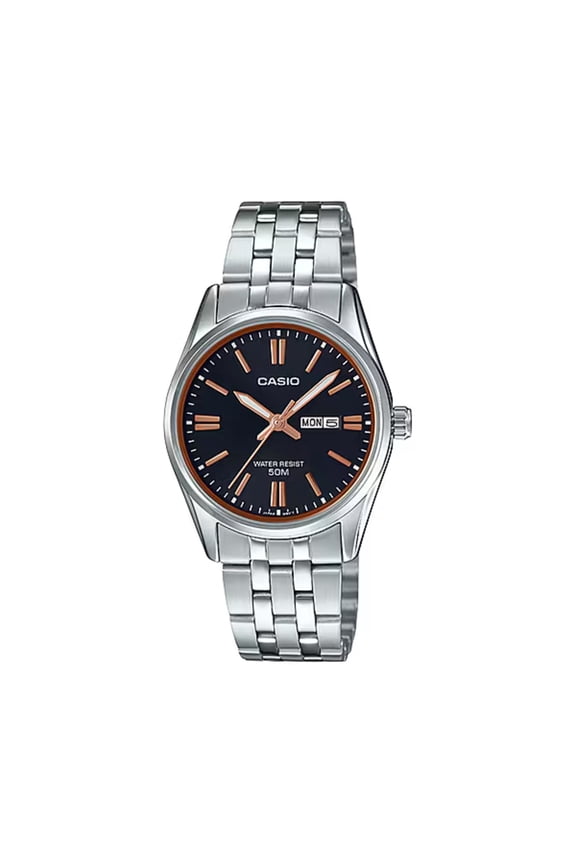Womens Black Dial Stainless Steel Bracelet Watch - LTP-1335D-1A2V