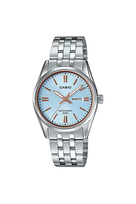 Womens Ice-Blue Dial Stainless Steel Bracelet Watch - LTP-1335D-2AVDF