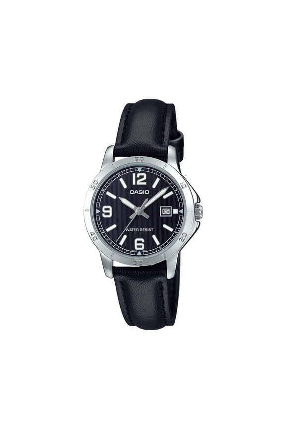 Womens Black Analog Watch with Black Dial - LTP-V004L-1B