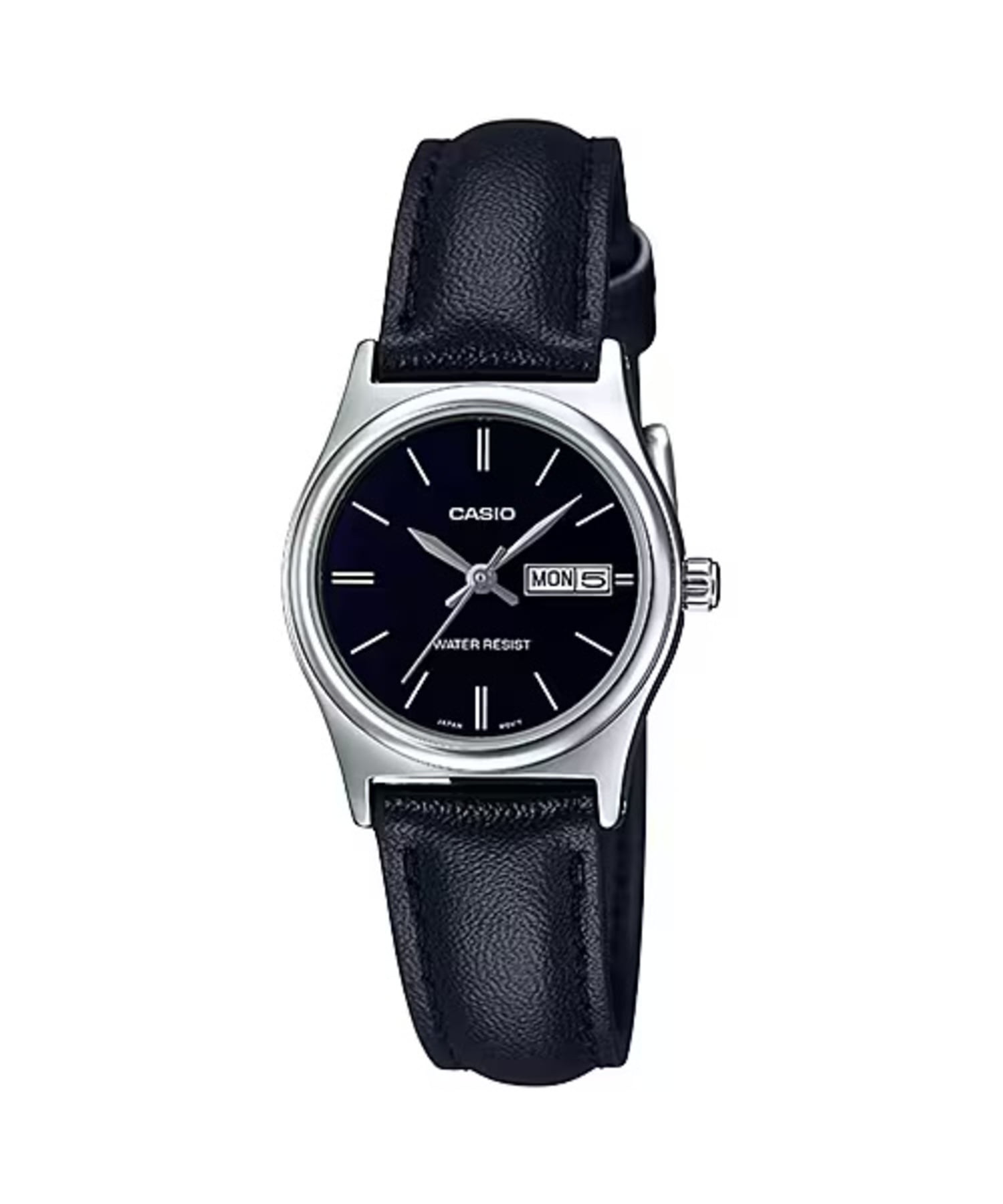 Casio Women’s Black Leather Strap Watch with Black Dial - LTP-V006L-1B2UDF