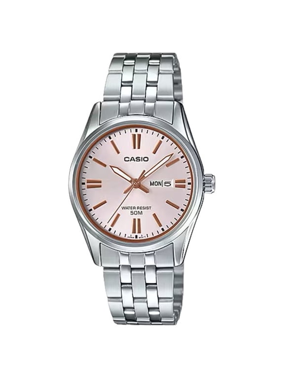 Womens Pink Dial Stainless Steel Bracelet Watch - LTP-1335D-4AV