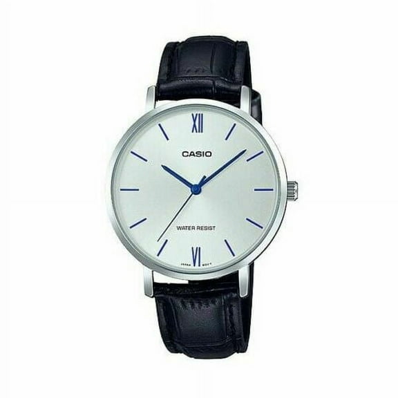 Casio Women's Leather Strap Wristwatch, Black, (LTP-VT01L-7B1UDF)
