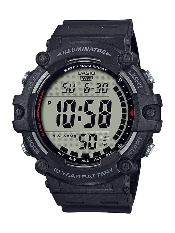Large LCD Digital Wristwatch Adult Mens Black
