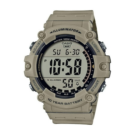 Casio Large LCD Digital Wristwatch Adult Mens Tan