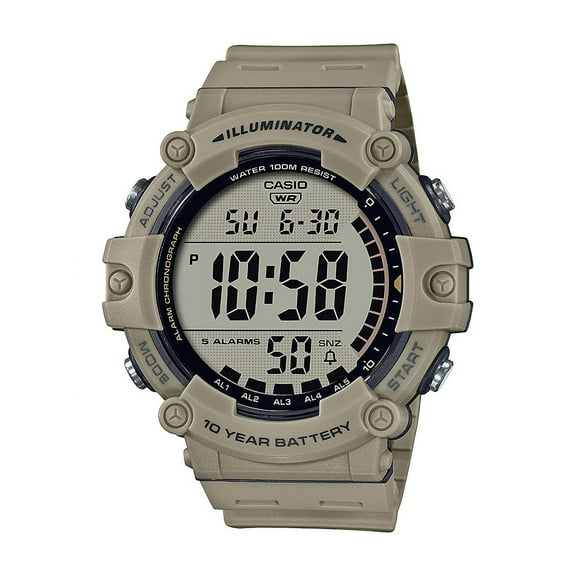 Casio Large LCD Digital Wristwatch Adult Mens Tan