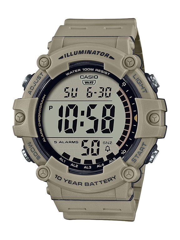 Casio Large LCD Digital Wristwatch Adult Mens Tan