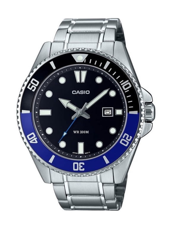 Men's Black Blue Stainless Steel Marine Sports Watch - MDV-107D-1A2VDF